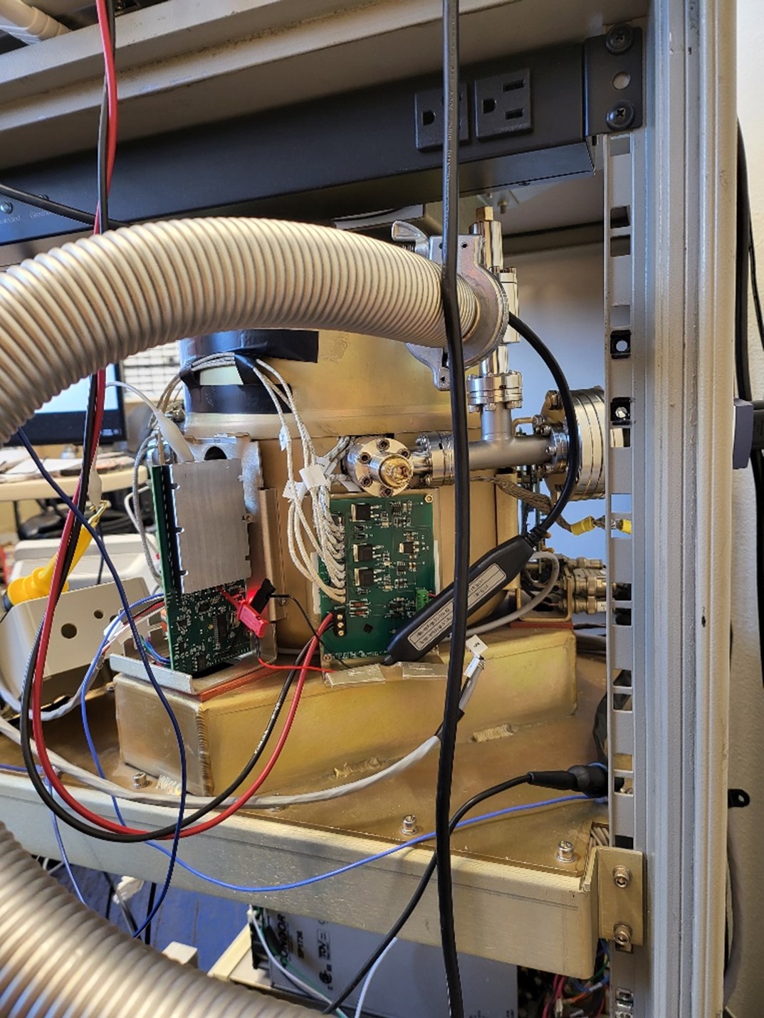Rebuilt Quantra FT-ICR mass spectrometer with new custom electronics modules installed